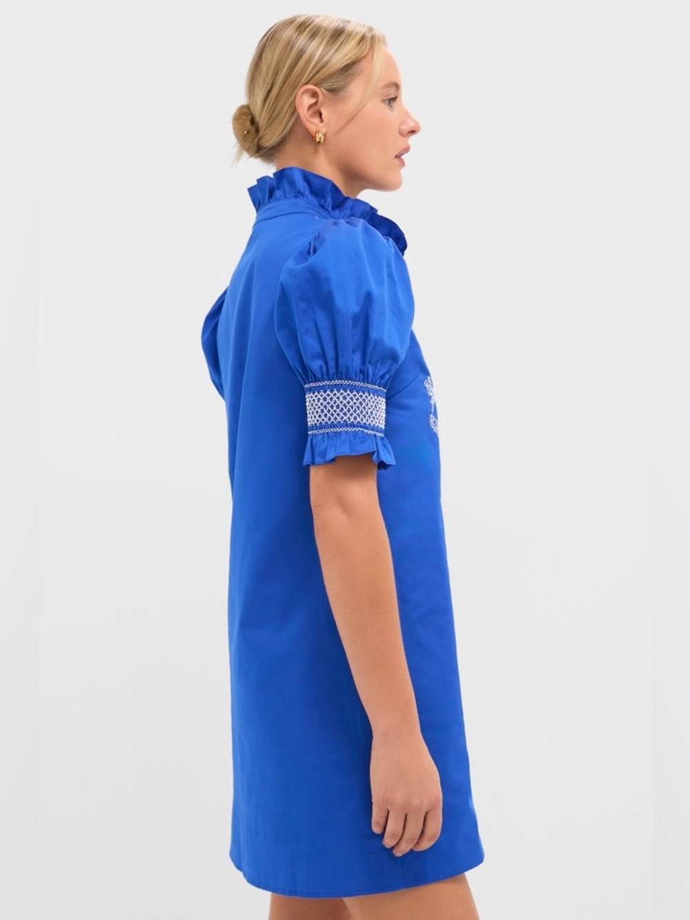 Hyacinth House Royal Blue with White Embroidery Lou Lou Mini Dress NWT Sz Large - Picture 3 of 16